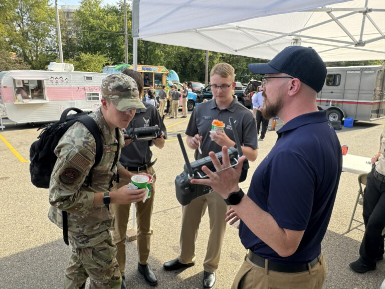 UWPD Drone Team Member demonstrating the remote control operations